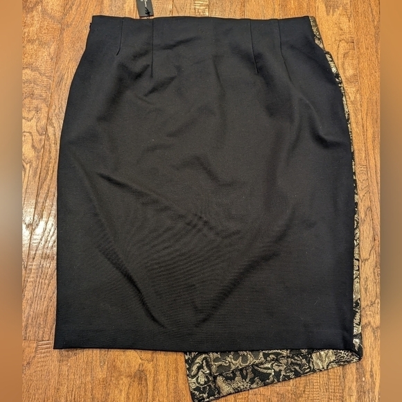 LANE Bryant Metallic Black/Gold Floral Foil Pencil Skirt Sz 16 - Picture 7 of 9